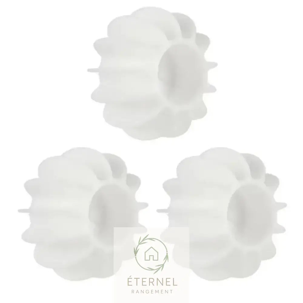 Balle de lavage en silicone – anti-enchevêtrement et attrape-poils pour machine à laver JIT-003-3PCS-White
