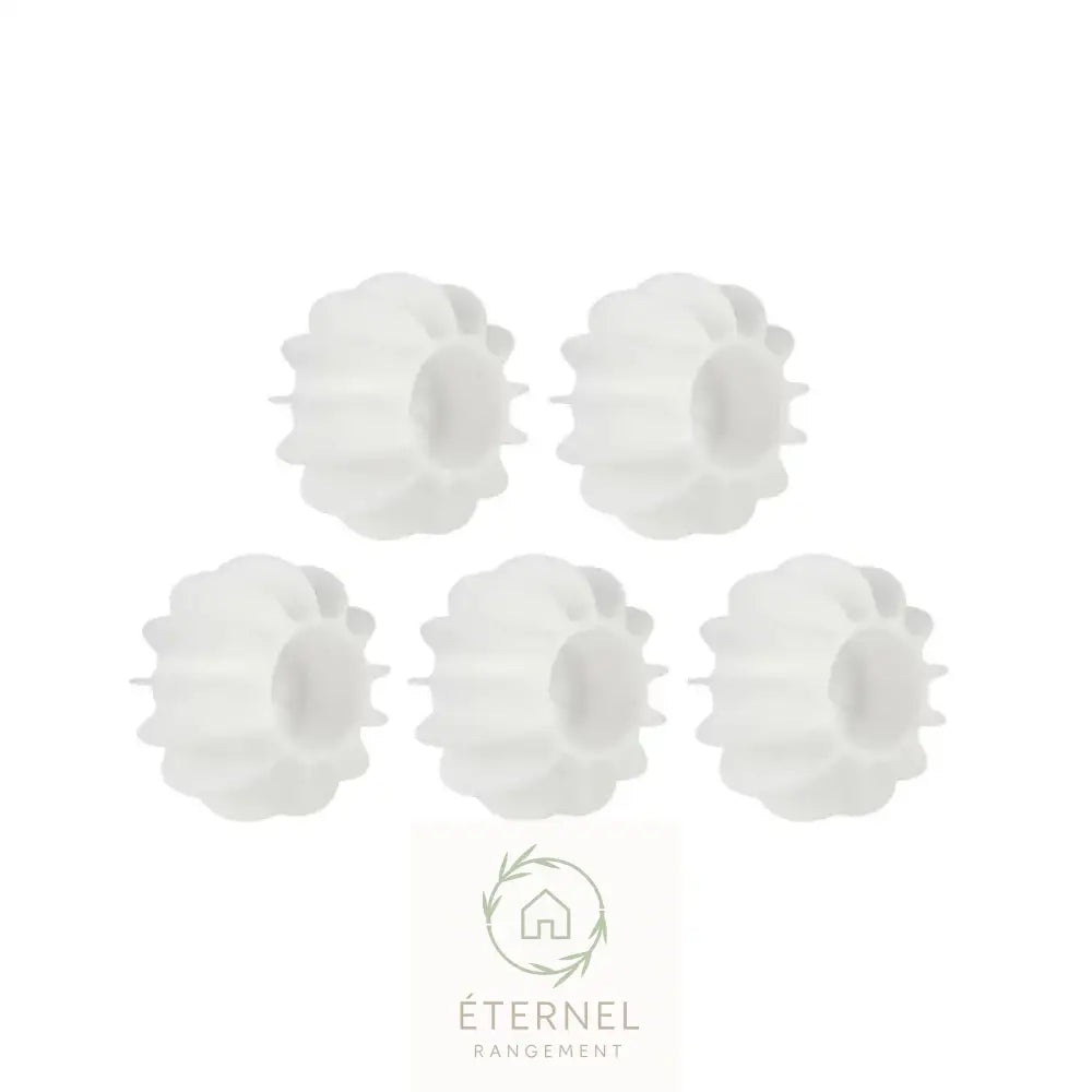 Balle de lavage en silicone – anti-enchevêtrement et attrape-poils pour machine à laver JIT-003-5PCS-White