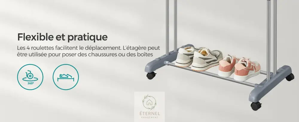 Étendoir à linge inox 4 niveaux avec roulettes – séchoir pliable grande capacité et durable