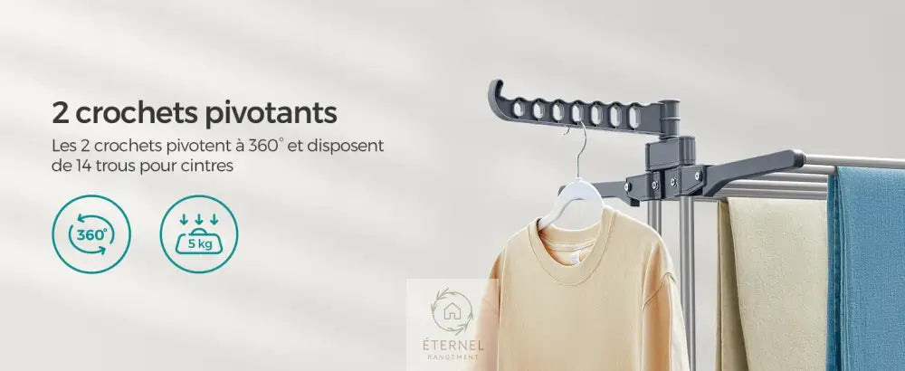 Étendoir à linge inox 4 niveaux avec roulettes – séchoir pliable grande capacité et durable