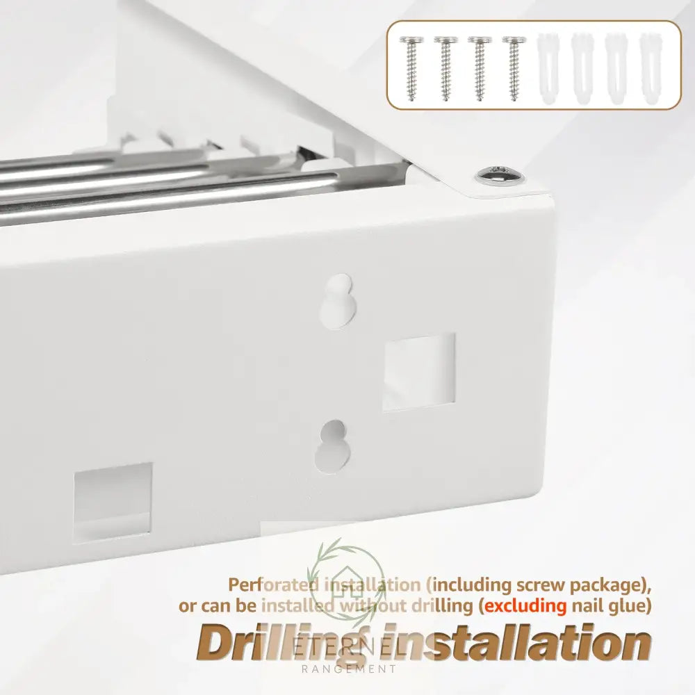 Étendoir mural pliable en inox et acier carbone – séchoir mural compact et multifonction 50 cm White