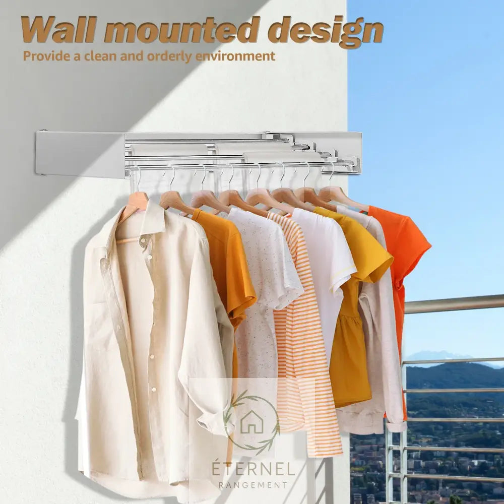 Étendoir mural pliable en inox et acier carbone – séchoir mural compact et multifonction 50 cm White