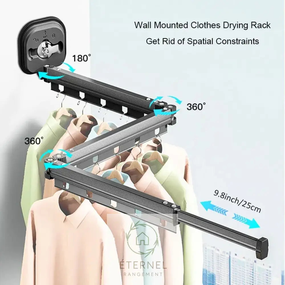 Étendoir mural pliable extensible en aluminium – séchoir mural gain de place