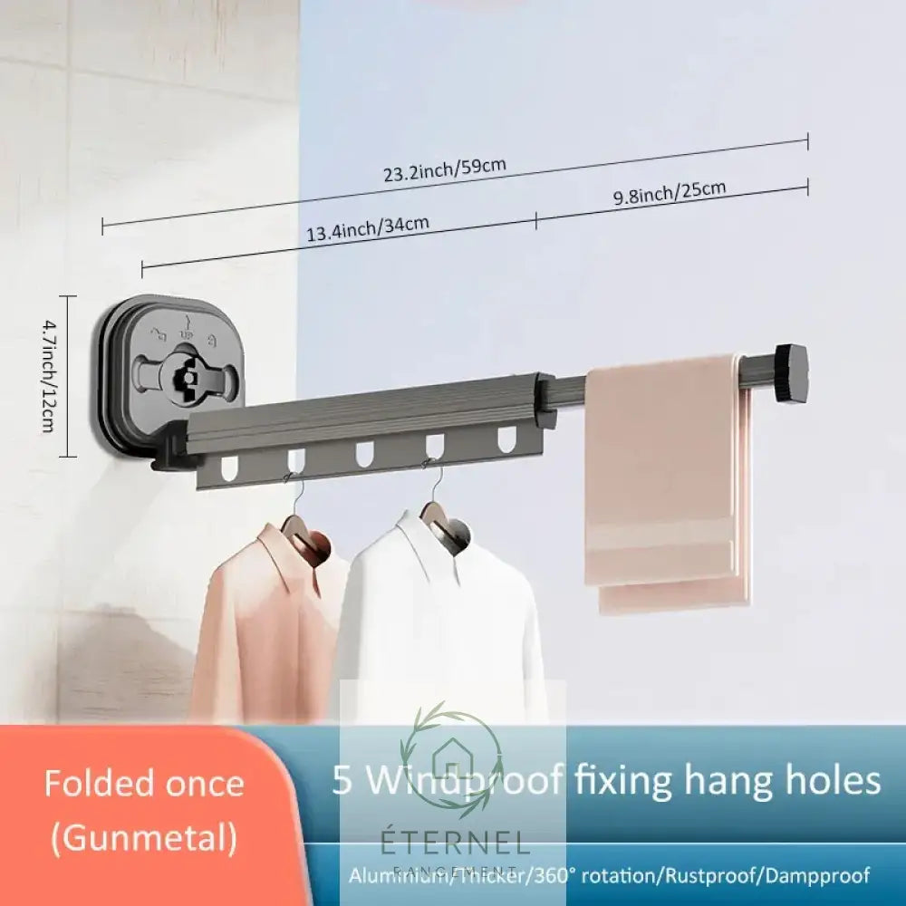 Étendoir mural pliable extensible en aluminium – séchoir mural gain de place One Fold Gray