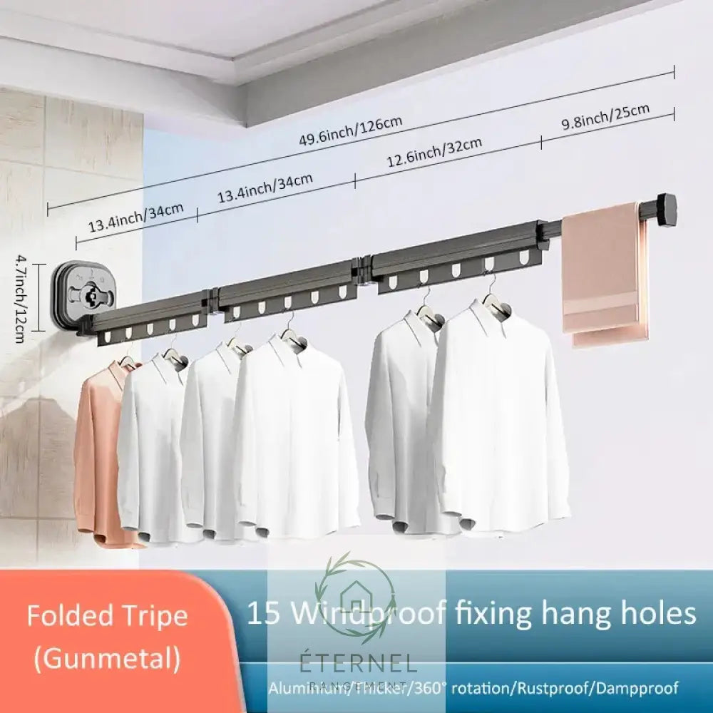 Étendoir mural pliable extensible en aluminium – séchoir mural gain de place Three Fold Gray