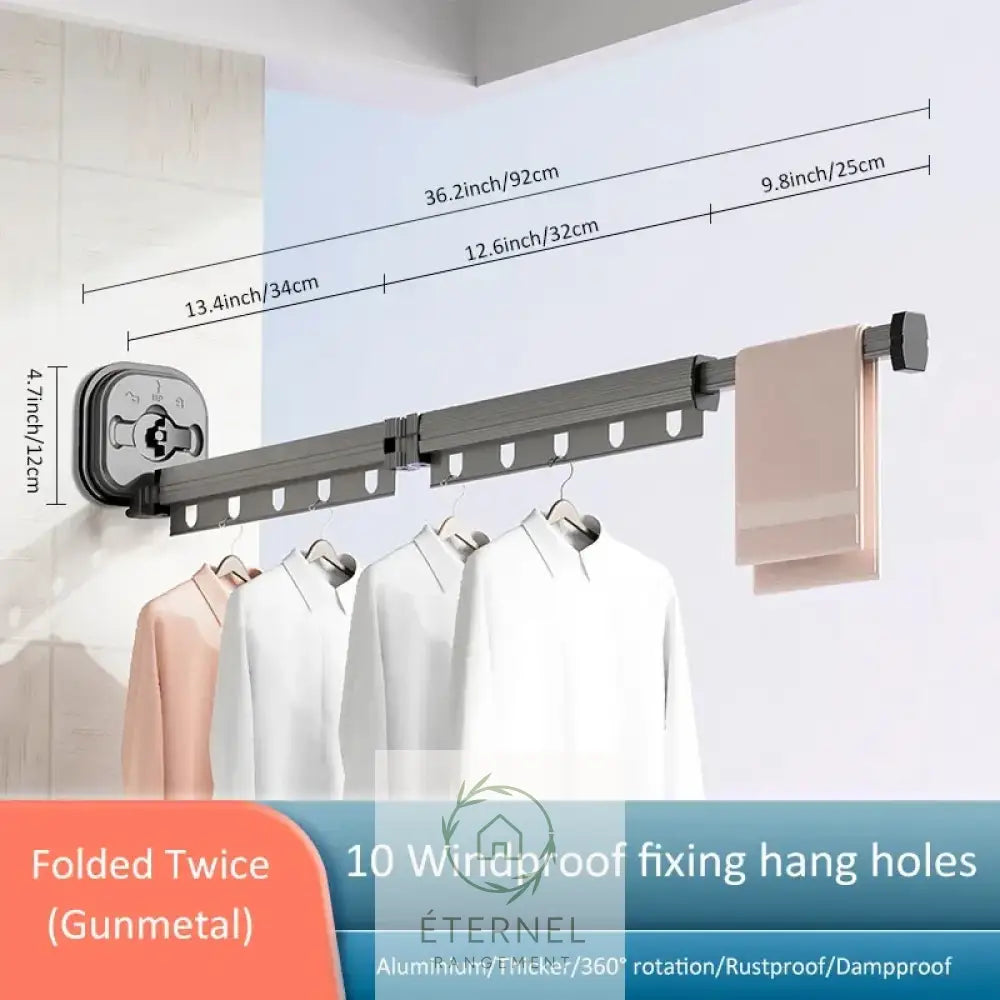 Étendoir mural pliable extensible en aluminium – séchoir mural gain de place Two Fold Gray