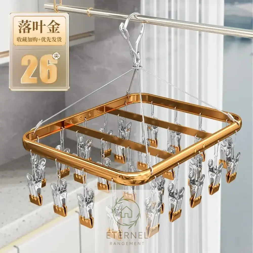 Étendoir suspendu en aluminium – résistant antidérapant et imperméable 26 clips-yellow