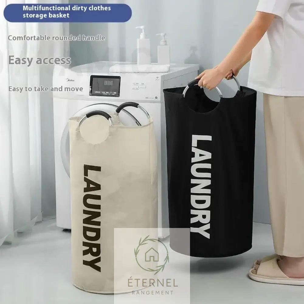 Panier à linge 90 L en tissu Oxford imperméable – pliable avec poignées rembourrées