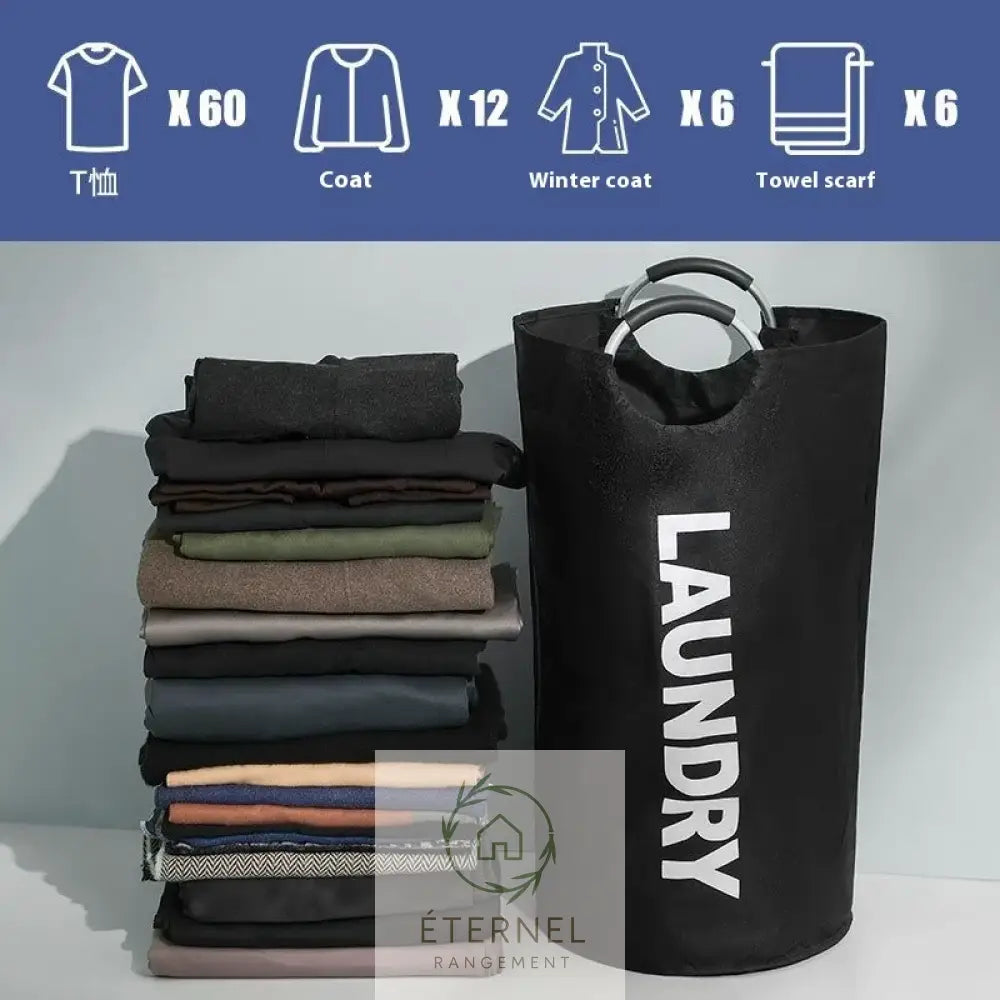 Panier à linge 90 L en tissu Oxford imperméable – pliable avec poignées rembourrées