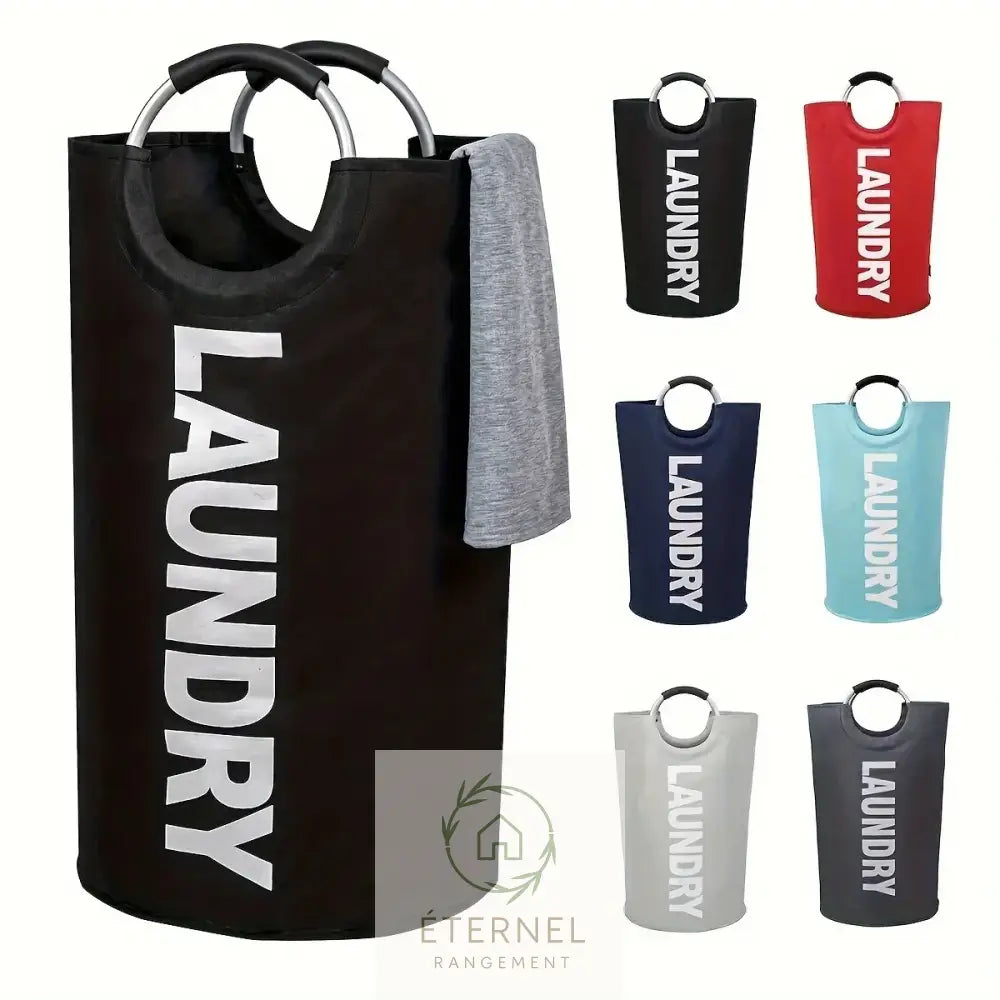 Panier à linge 90 L en tissu Oxford imperméable – pliable avec poignées rembourrées