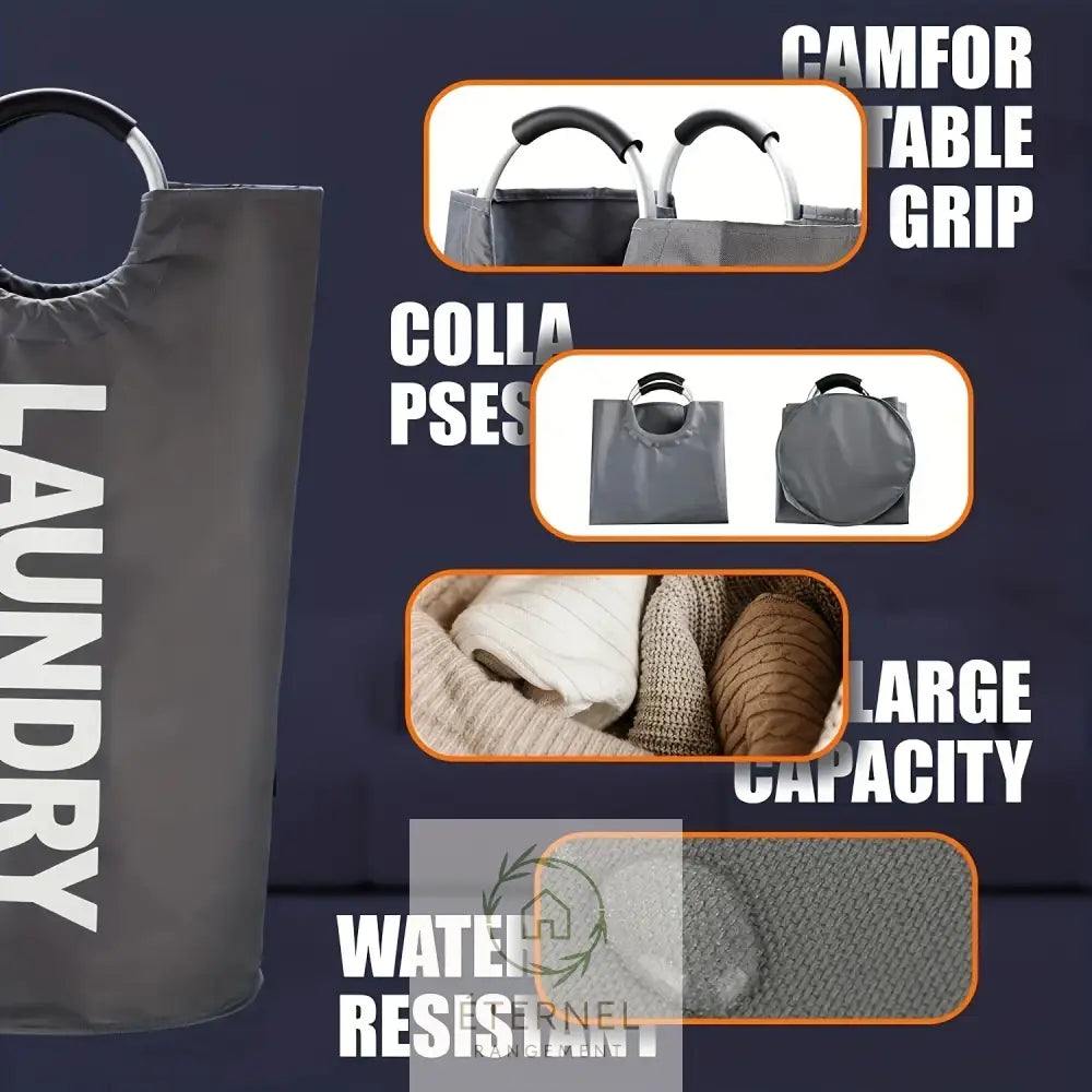 Panier à linge 90 L en tissu Oxford imperméable – pliable avec poignées rembourrées