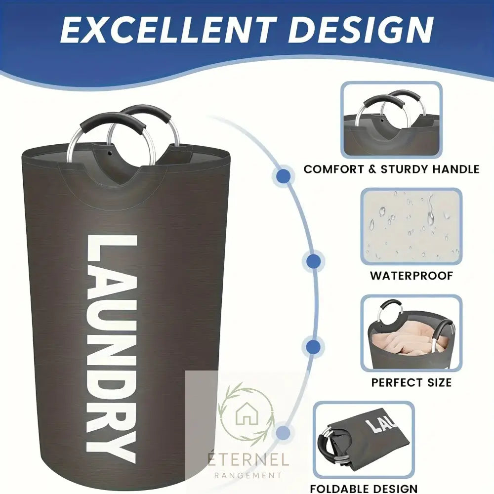 Panier à linge 90 L en tissu Oxford imperméable – pliable avec poignées rembourrées