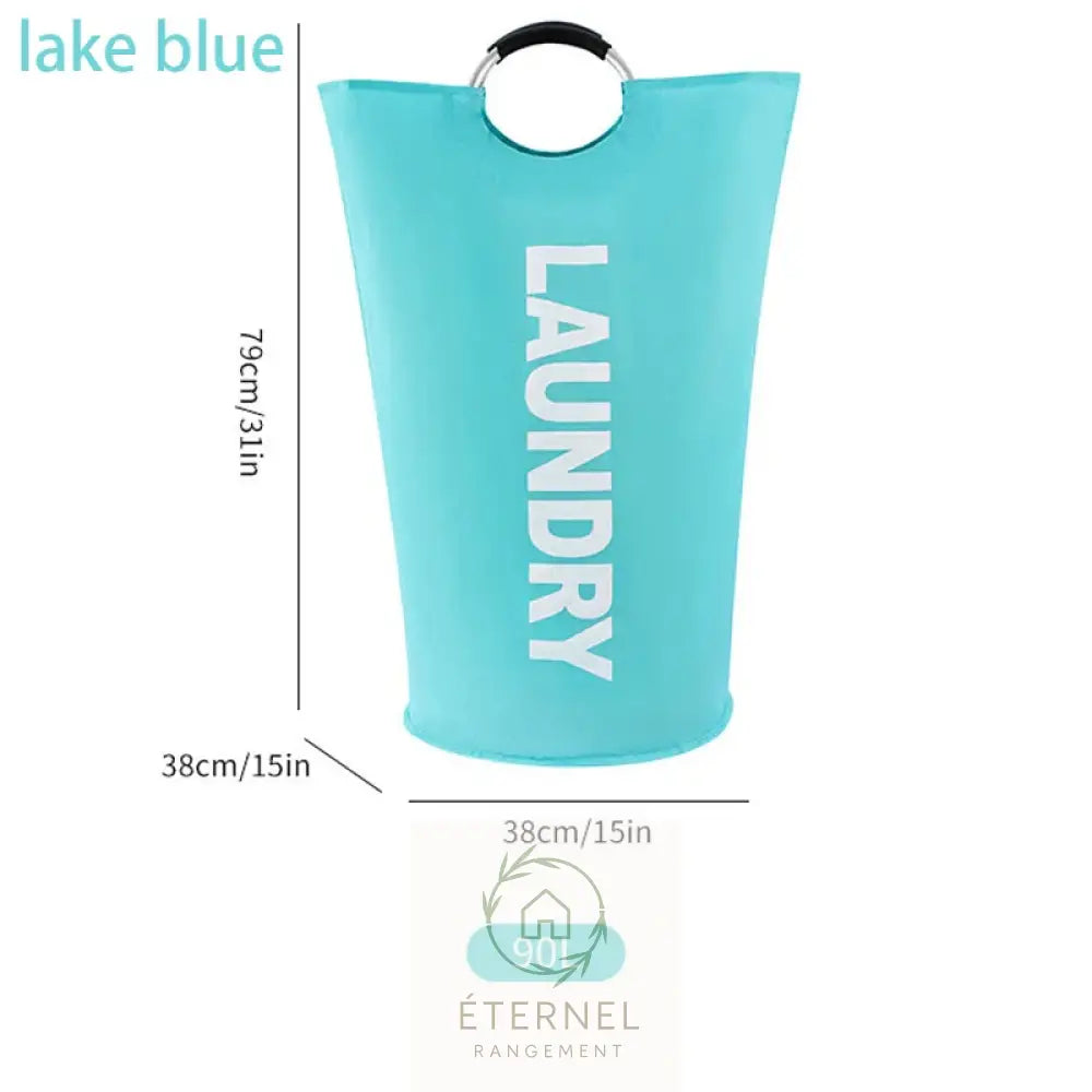 Panier à linge 90 L en tissu Oxford imperméable – pliable avec poignées rembourrées lake blue
