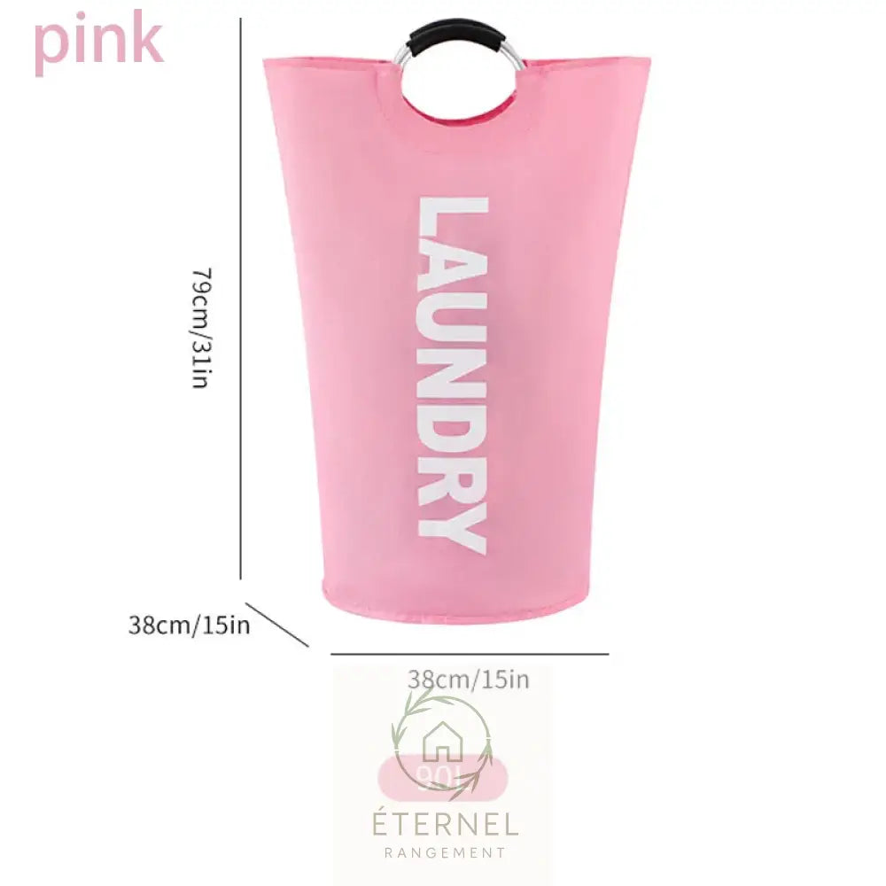 Panier à linge 90 L en tissu Oxford imperméable – pliable avec poignées rembourrées pink