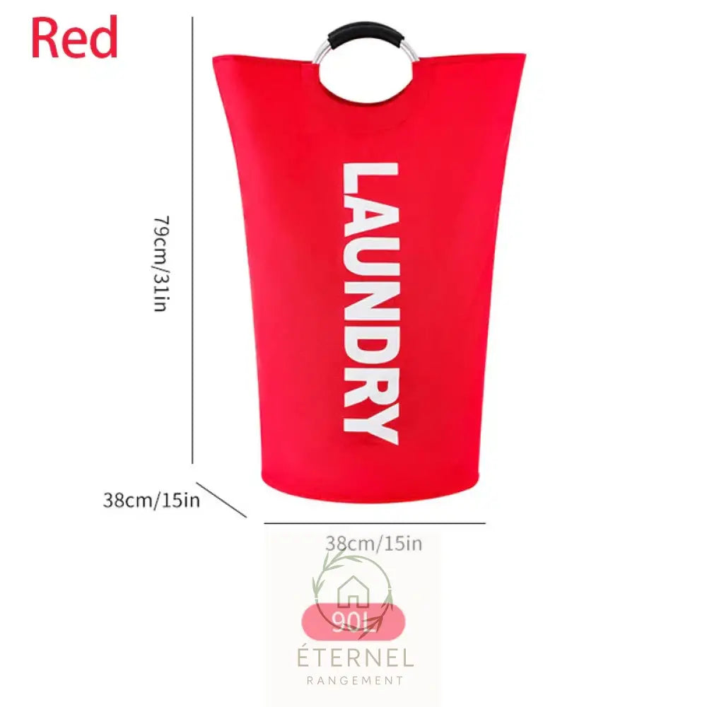 Panier à linge 90 L en tissu Oxford imperméable – pliable avec poignées rembourrées red