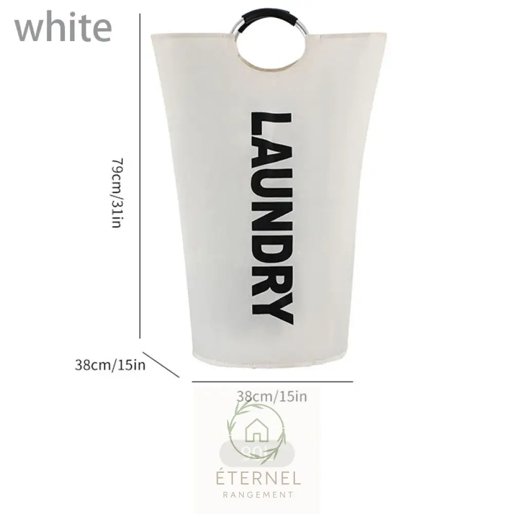 Panier à linge 90 L en tissu Oxford imperméable – pliable avec poignées rembourrées White