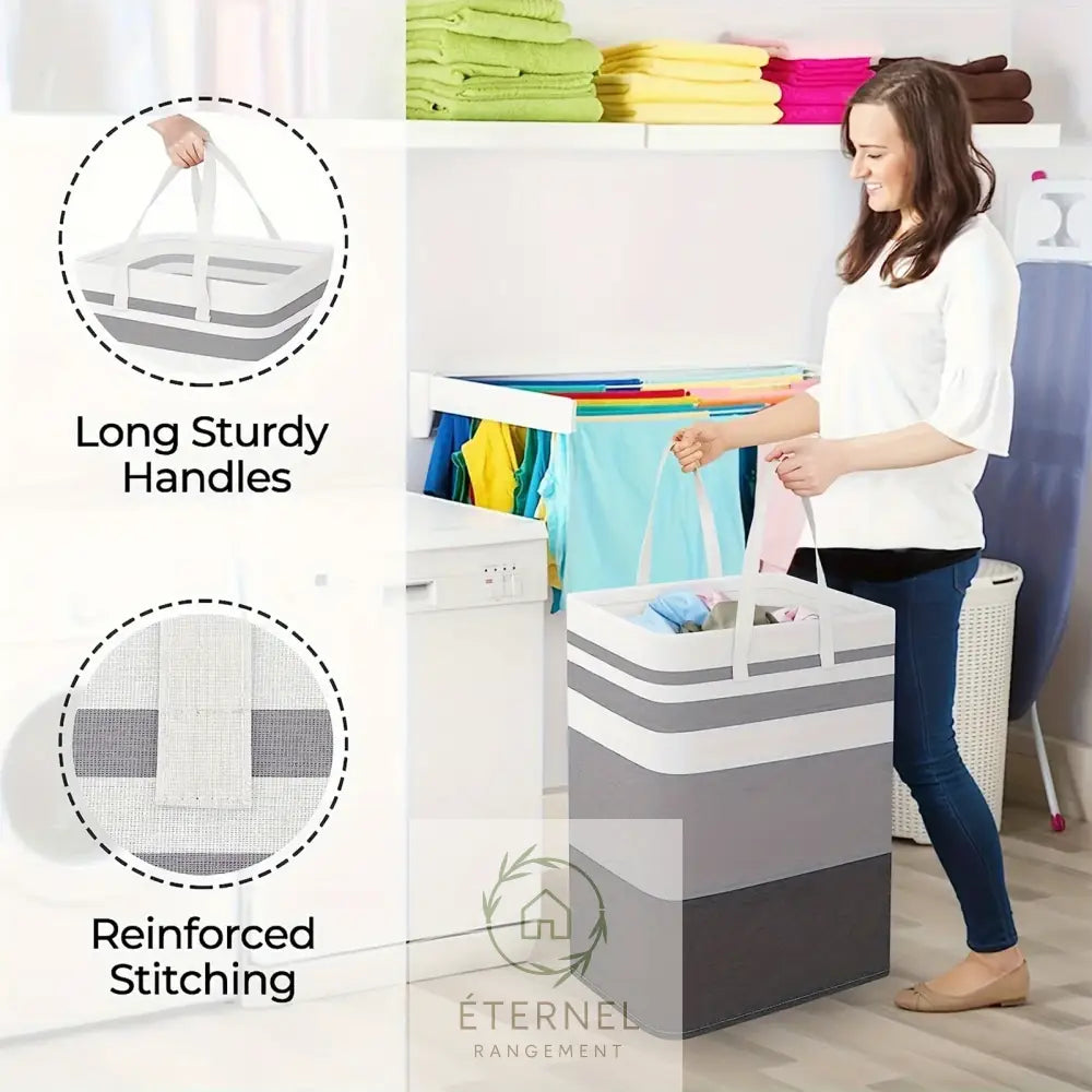 Panier à linge pliable 75 L en polyester – léger durable et grande capacité