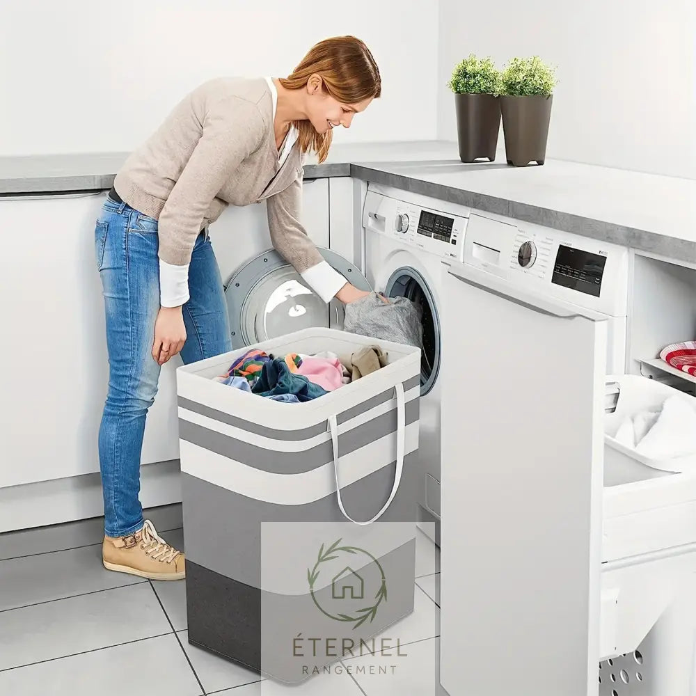 Panier à linge pliable 75 L en polyester – léger durable et grande capacité