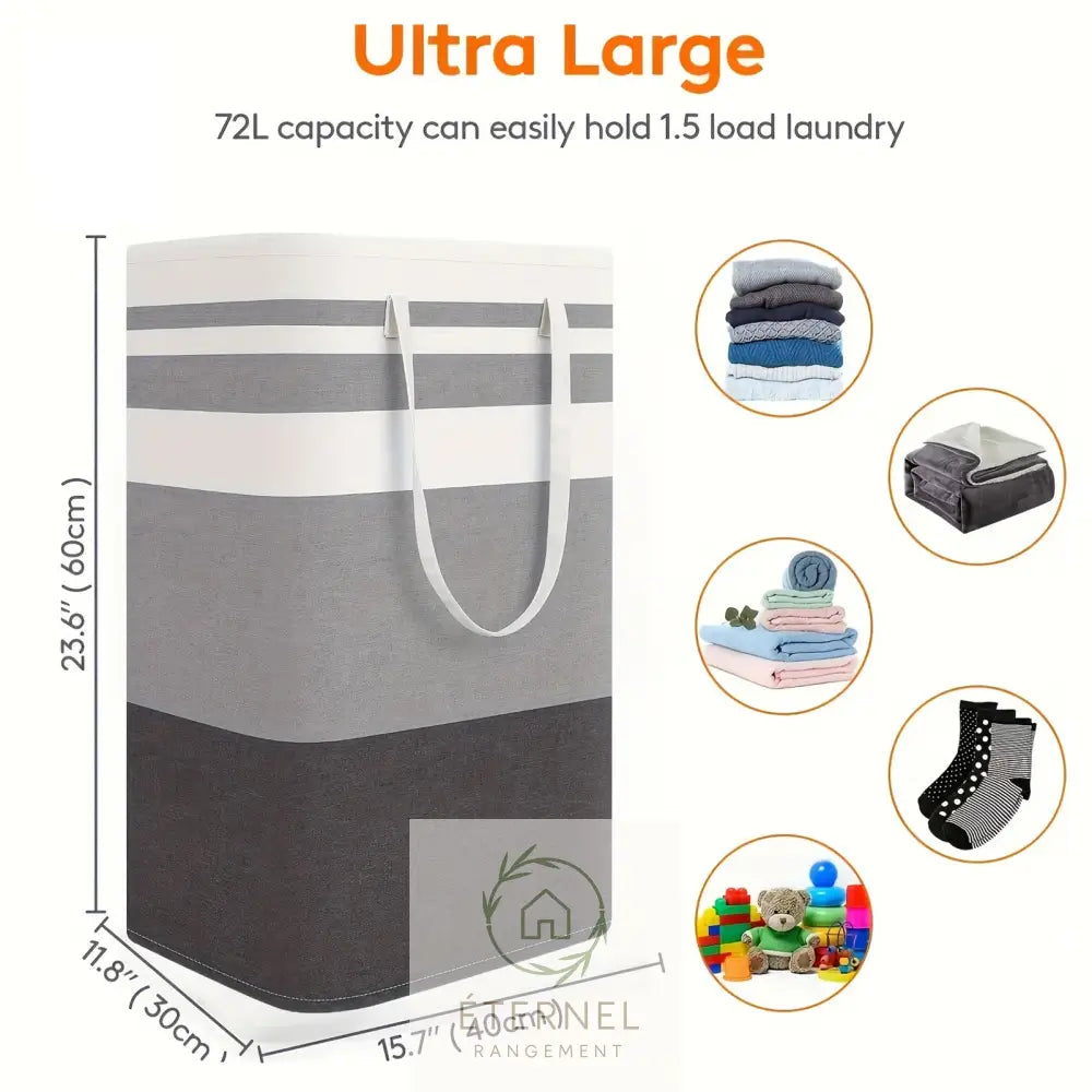 Panier à linge pliable 75 L en polyester – léger durable et grande capacité as show
