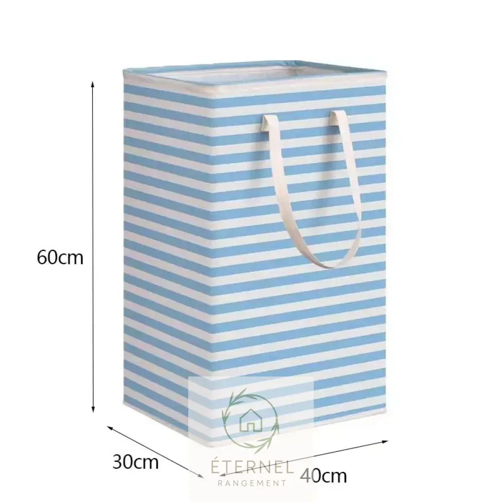 Panier à linge pliable 75 L en polyester – léger durable et grande capacité Blue strip