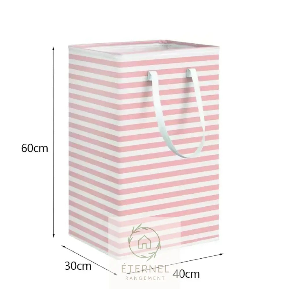 Panier à linge pliable 75 L en polyester – léger durable et grande capacité Pink strip