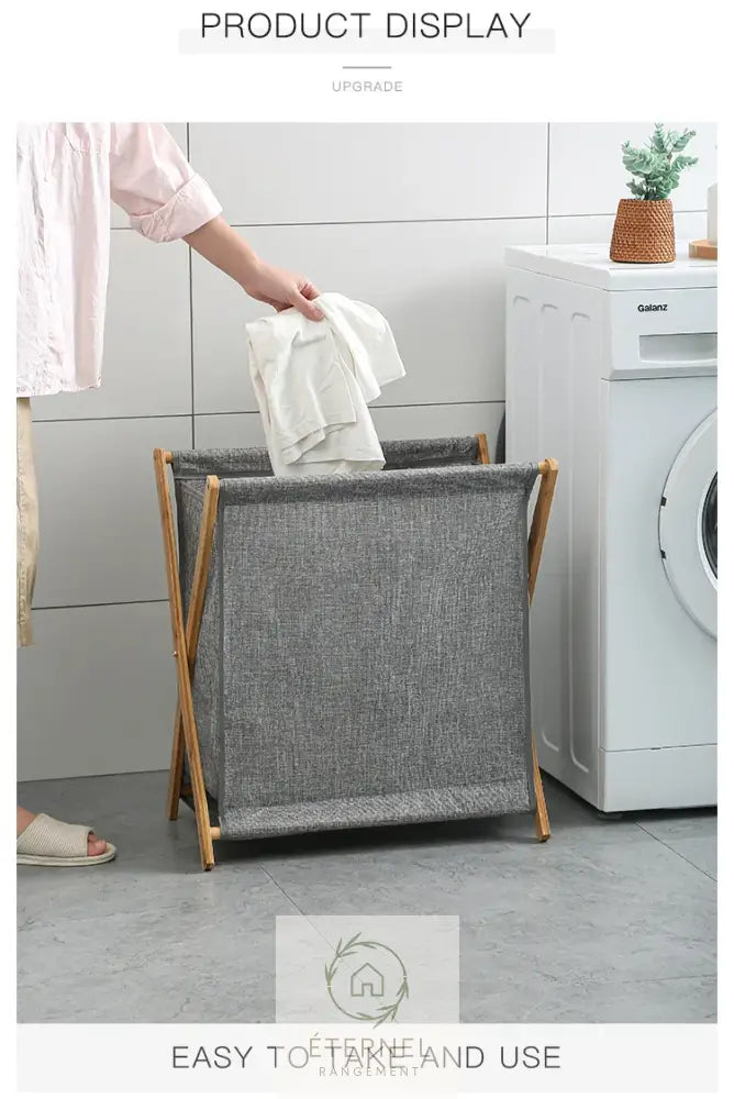 Panier à linge pliable en bambou – design japonais naturel et écologique