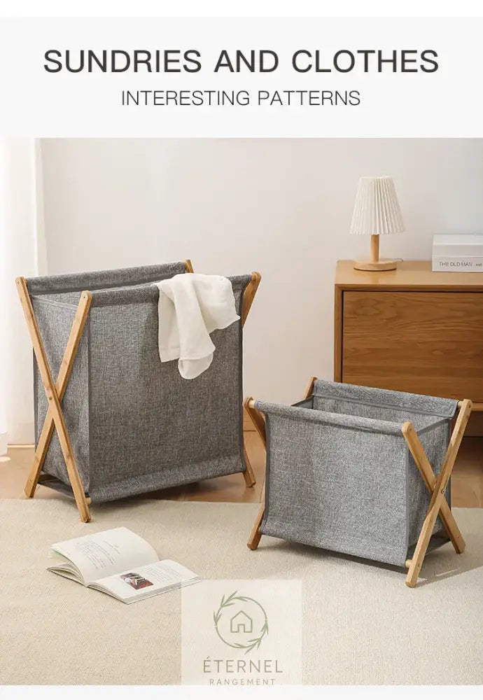 Panier à linge pliable en bambou – design japonais naturel et écologique