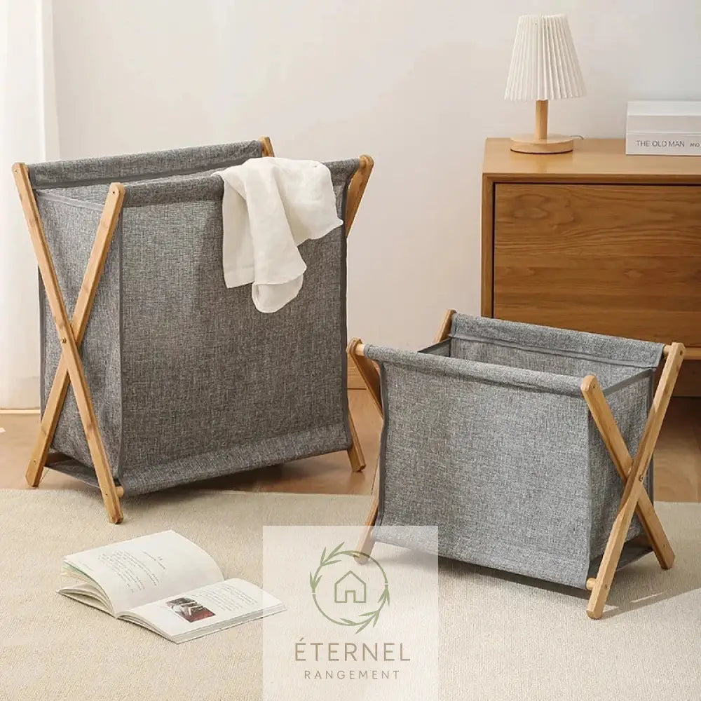 Panier à linge pliable en bambou – design japonais naturel et écologique
