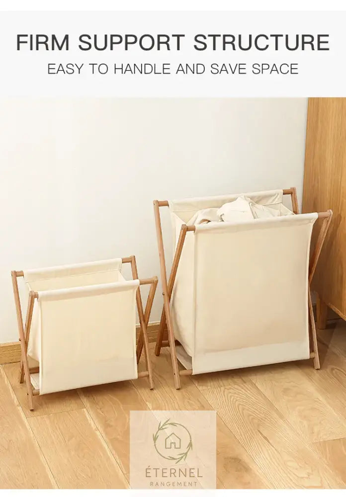 Panier à linge pliable en bambou – design japonais naturel et écologique