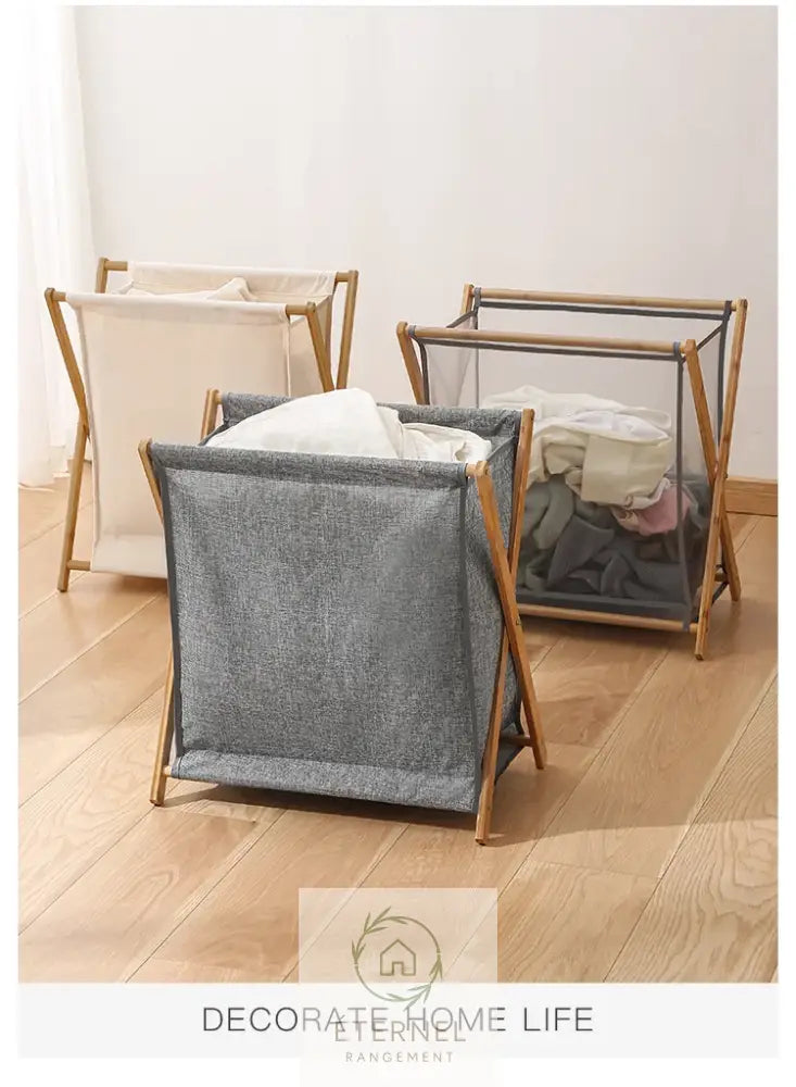Panier à linge pliable en bambou – design japonais naturel et écologique