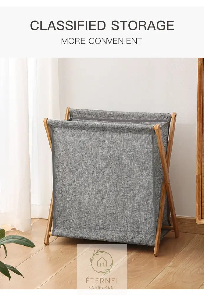 Panier à linge pliable en bambou – design japonais naturel et écologique