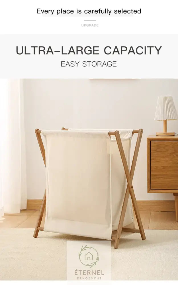 Panier à linge pliable en bambou – design japonais naturel et écologique