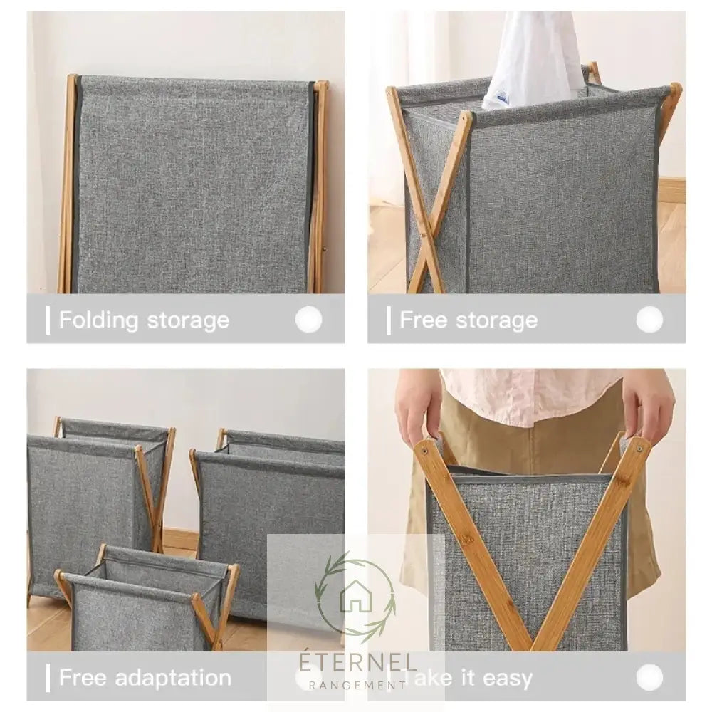 Panier à linge pliable en bambou – design japonais naturel et écologique