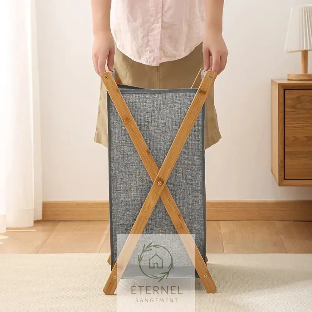 Panier à linge pliable en bambou – design japonais naturel et écologique