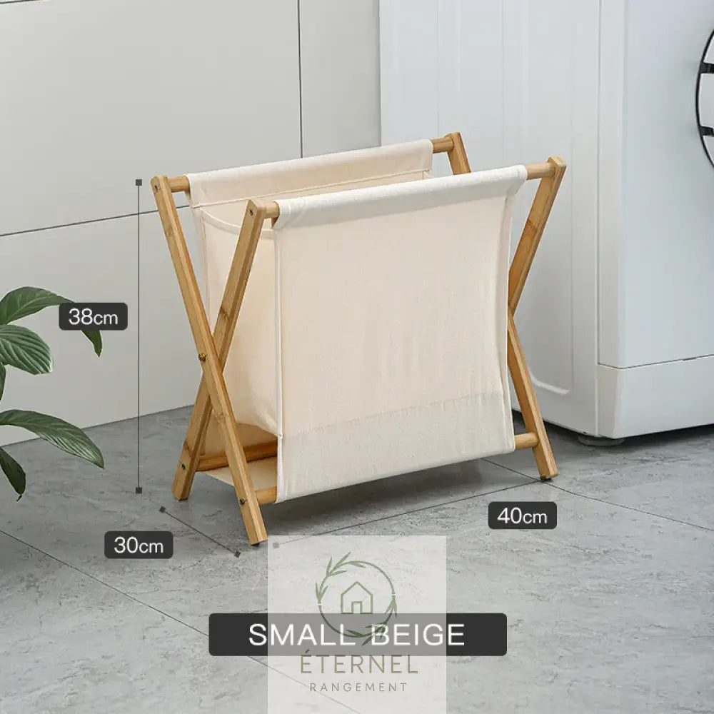 Panier à linge pliable en bambou – design japonais naturel et écologique Beige / 40x38x30cm