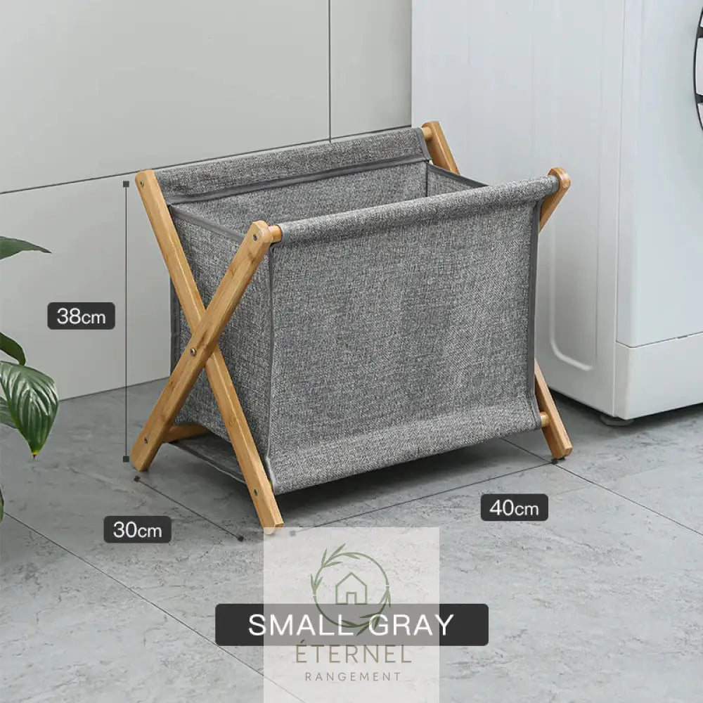 Panier à linge pliable en bambou – design japonais naturel et écologique Grey / 40x38x30cm