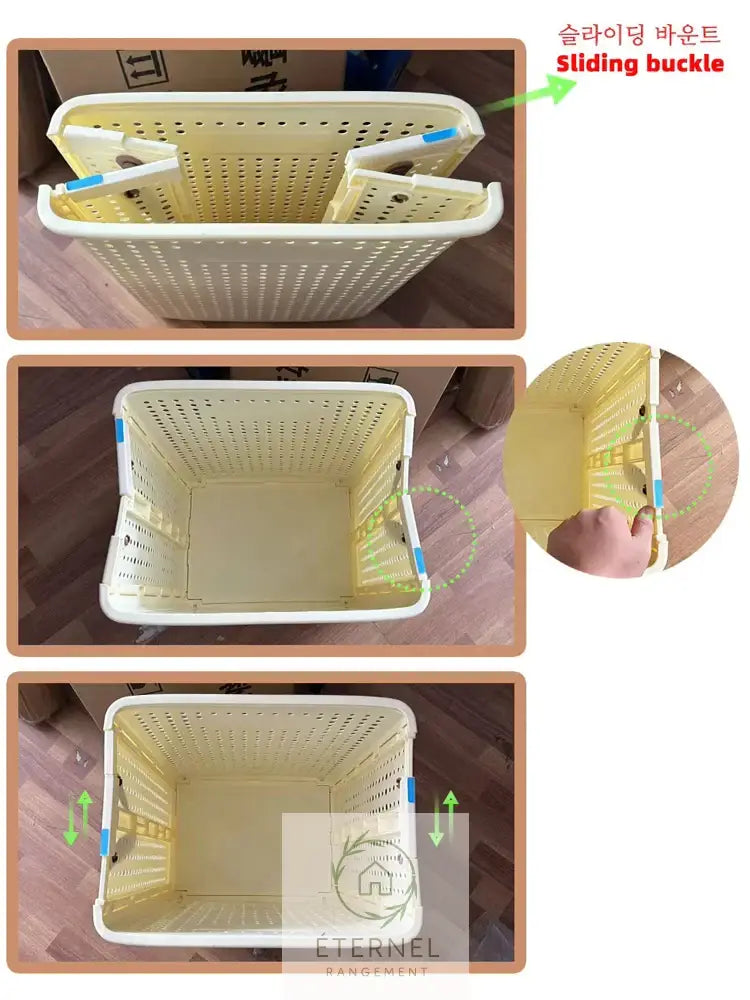 Panier à linge pliable à roulettes – bac rigide avec poignées design moderne et gain de place