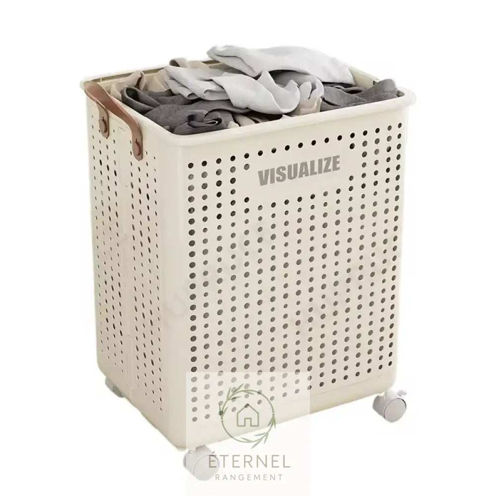 Panier à linge pliable à roulettes – bac rigide avec poignées design moderne et gain de place MIKE / L