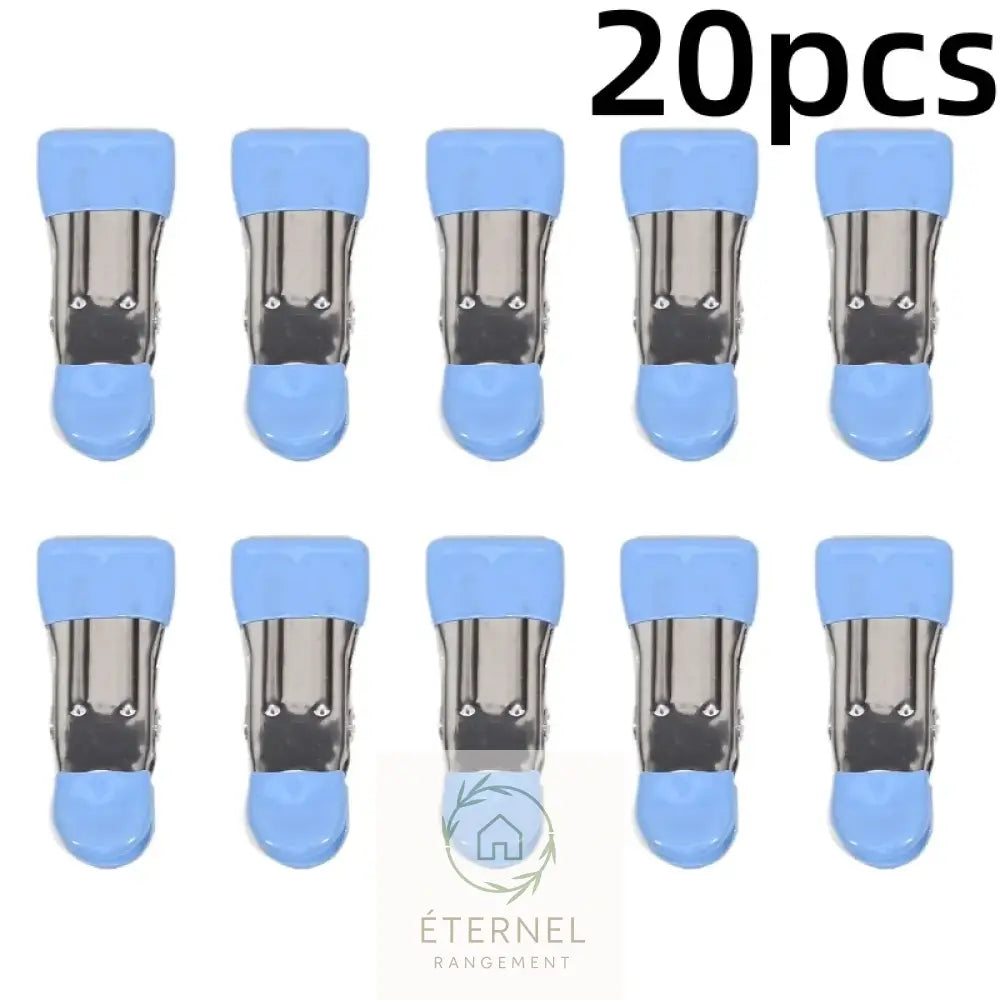 Petites pinces à linge en acier inoxydable – solides antirouille et durables (lot de 10 ou 20 pièces) blue-20pcs