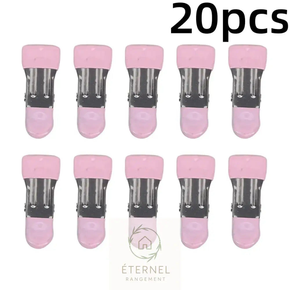 Petites pinces à linge en acier inoxydable – solides antirouille et durables (lot de 10 ou 20 pièces) pink-20pcs