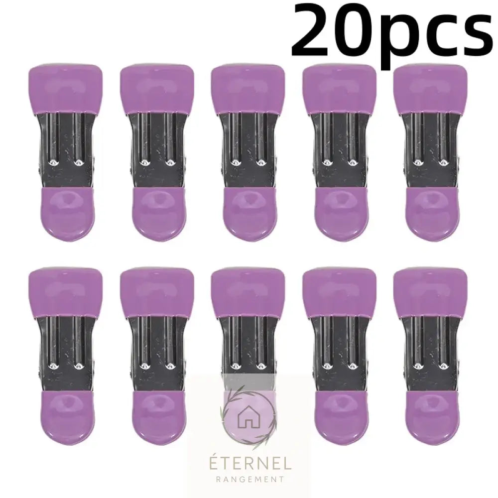 Petites pinces à linge en acier inoxydable – solides antirouille et durables (lot de 10 ou 20 pièces) Purple-20pcs