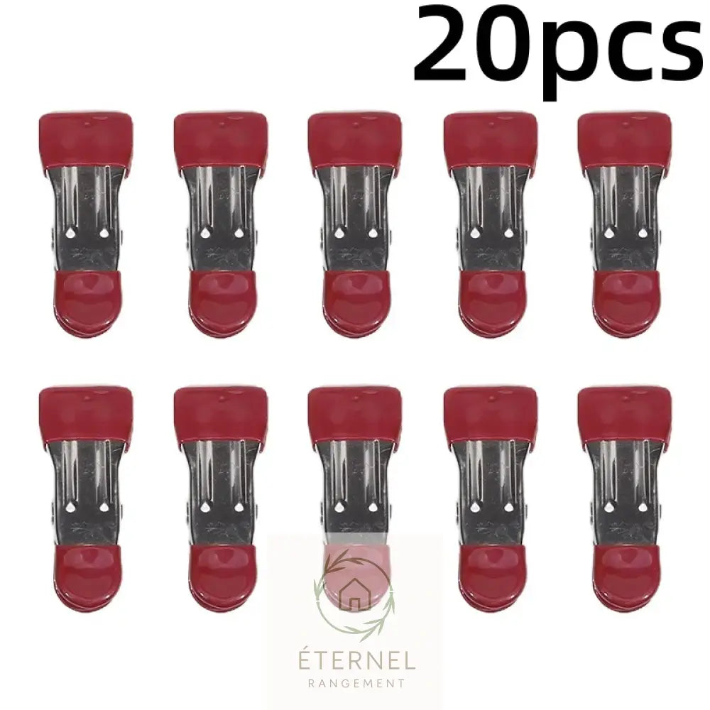 Petites pinces à linge en acier inoxydable – solides antirouille et durables (lot de 10 ou 20 pièces) red-20pcs