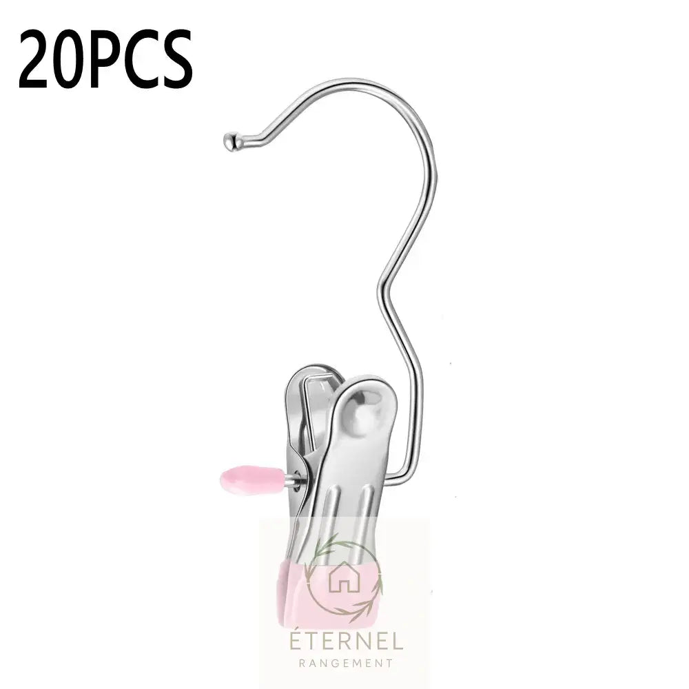 Pinces à linge en acier inoxydable – résistantes et durables 20PCS Pink