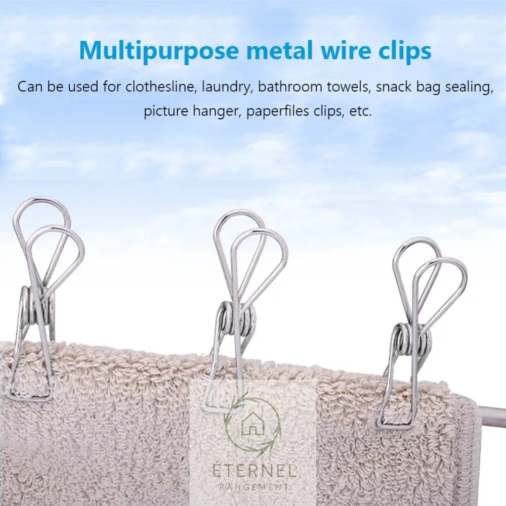 Pinces à linge en acier inoxydable – solides antirouille et durables (lot de 10 à 100 pièces)