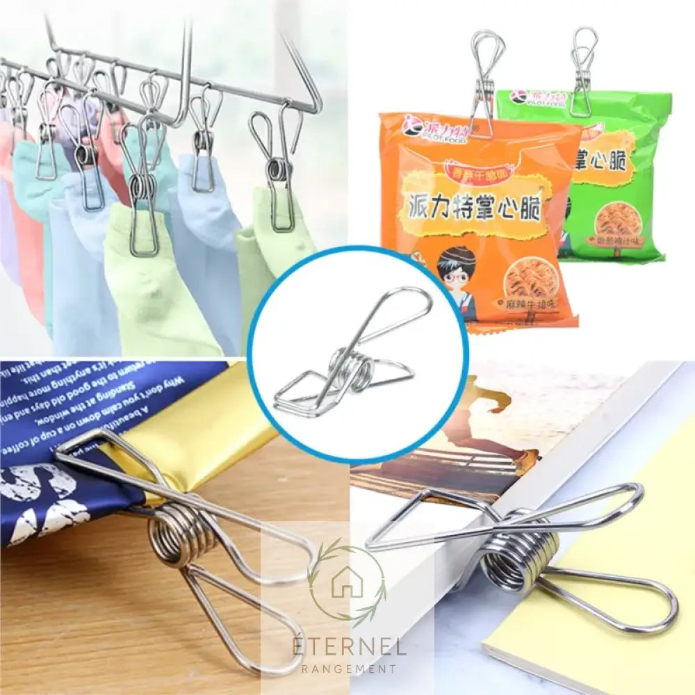 Pinces à linge en acier inoxydable – solides antirouille et durables (lot de 10 à 100 pièces)
