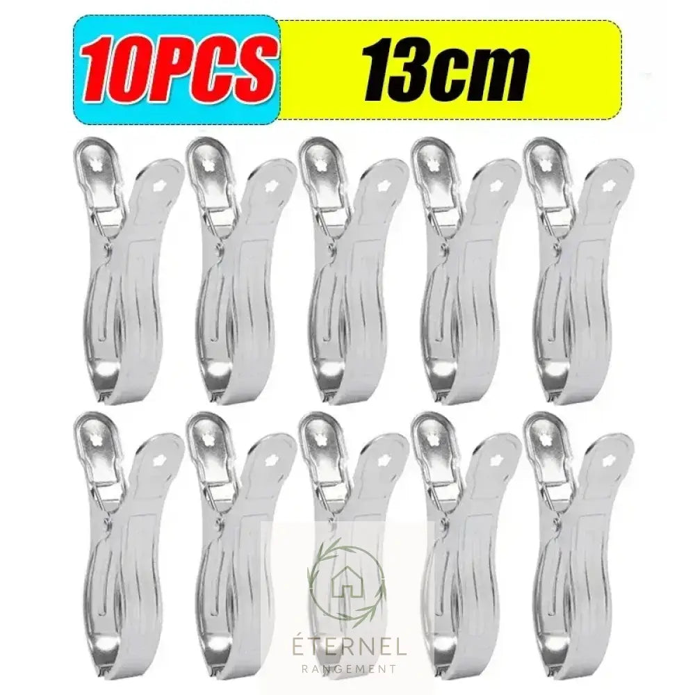 Pinces à linge en acier inoxydable – solides et antirouille (petit moyen ou grand format) 10PCS-(13cm)