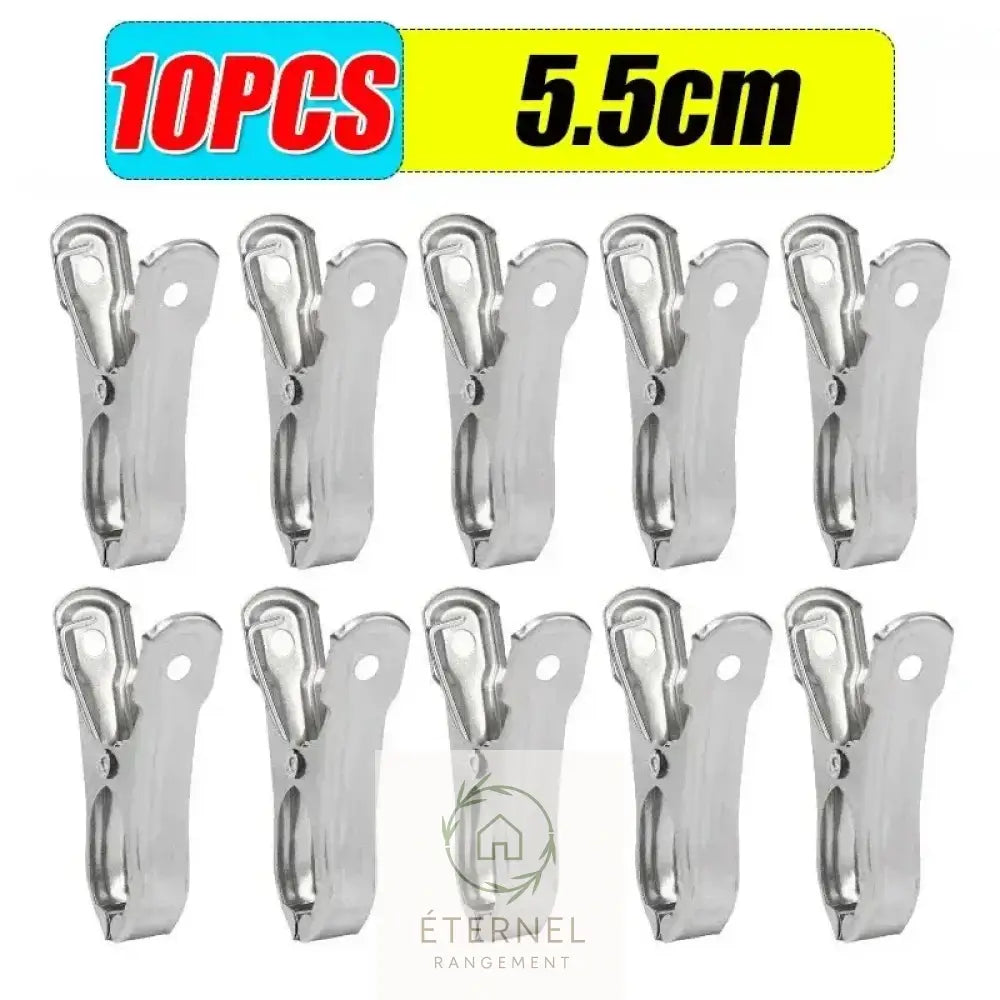Pinces à linge en acier inoxydable – solides et antirouille (petit moyen ou grand format) 10PCS-(5.5cm)