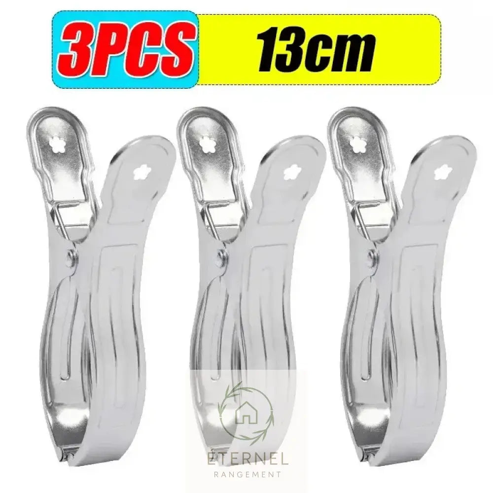 Pinces à linge en acier inoxydable – solides et antirouille (petit moyen ou grand format) 3PCS-(13cm)