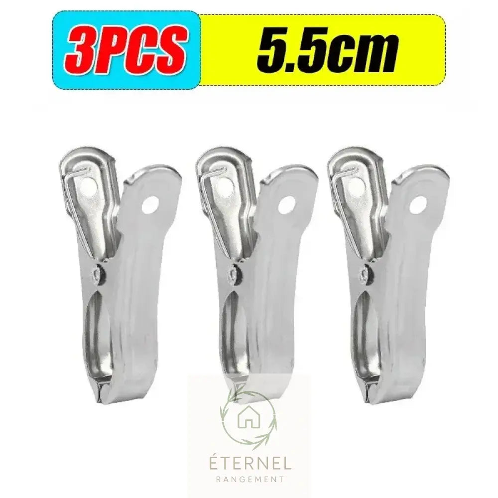 Pinces à linge en acier inoxydable – solides et antirouille (petit moyen ou grand format) 3PCS-(5.5cm)