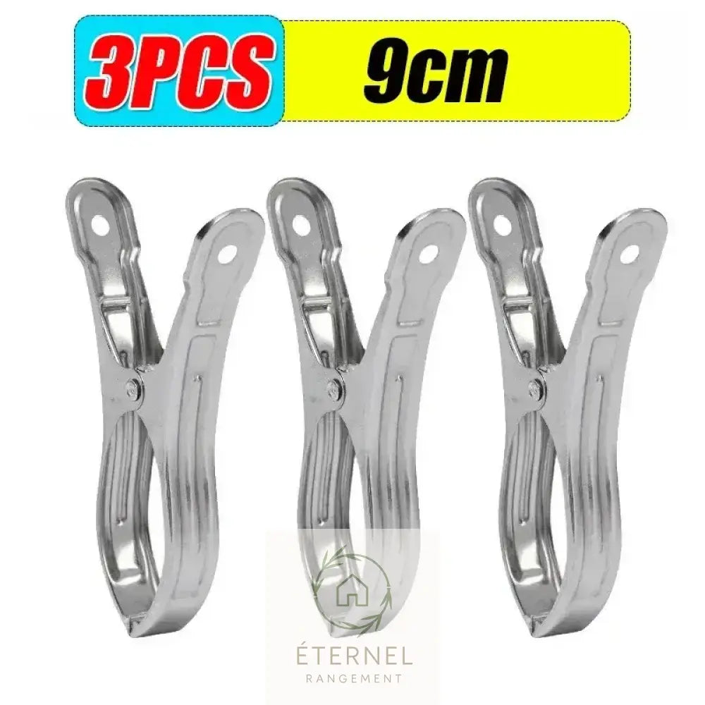 Pinces à linge en acier inoxydable – solides et antirouille (petit moyen ou grand format) 3PCS-(9cm)